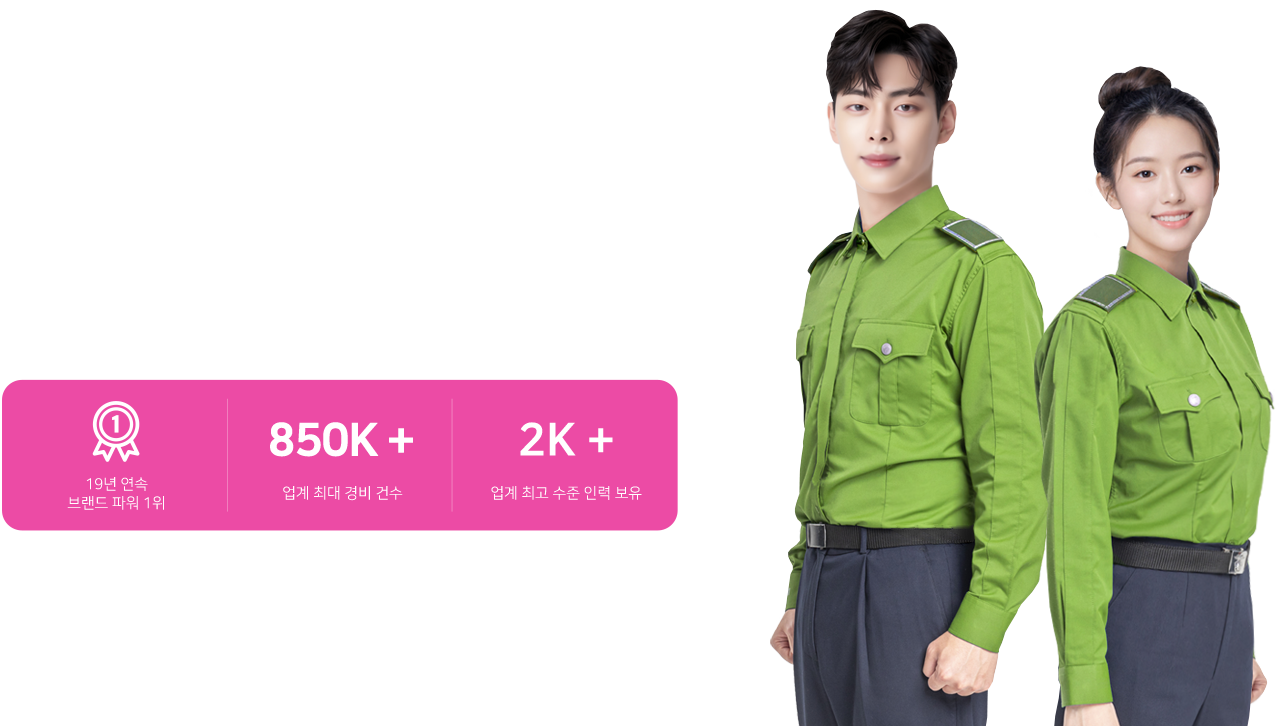 압도적인 보안 서비스, 점유율 1위 에스원! 19년 연속 브랜드 파워 1위, 85만건 이상의 업계 최대 경비 건수 , 2천건 이상의 업계 최고 수준 인력 보유